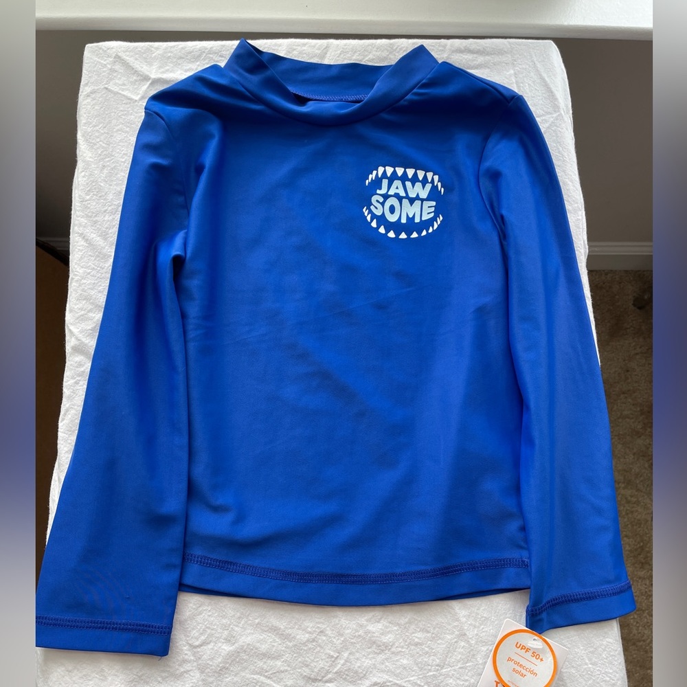 NWT Carter's Just One You Toddler Boys' Shark Print Rash Guard - Blue 3T